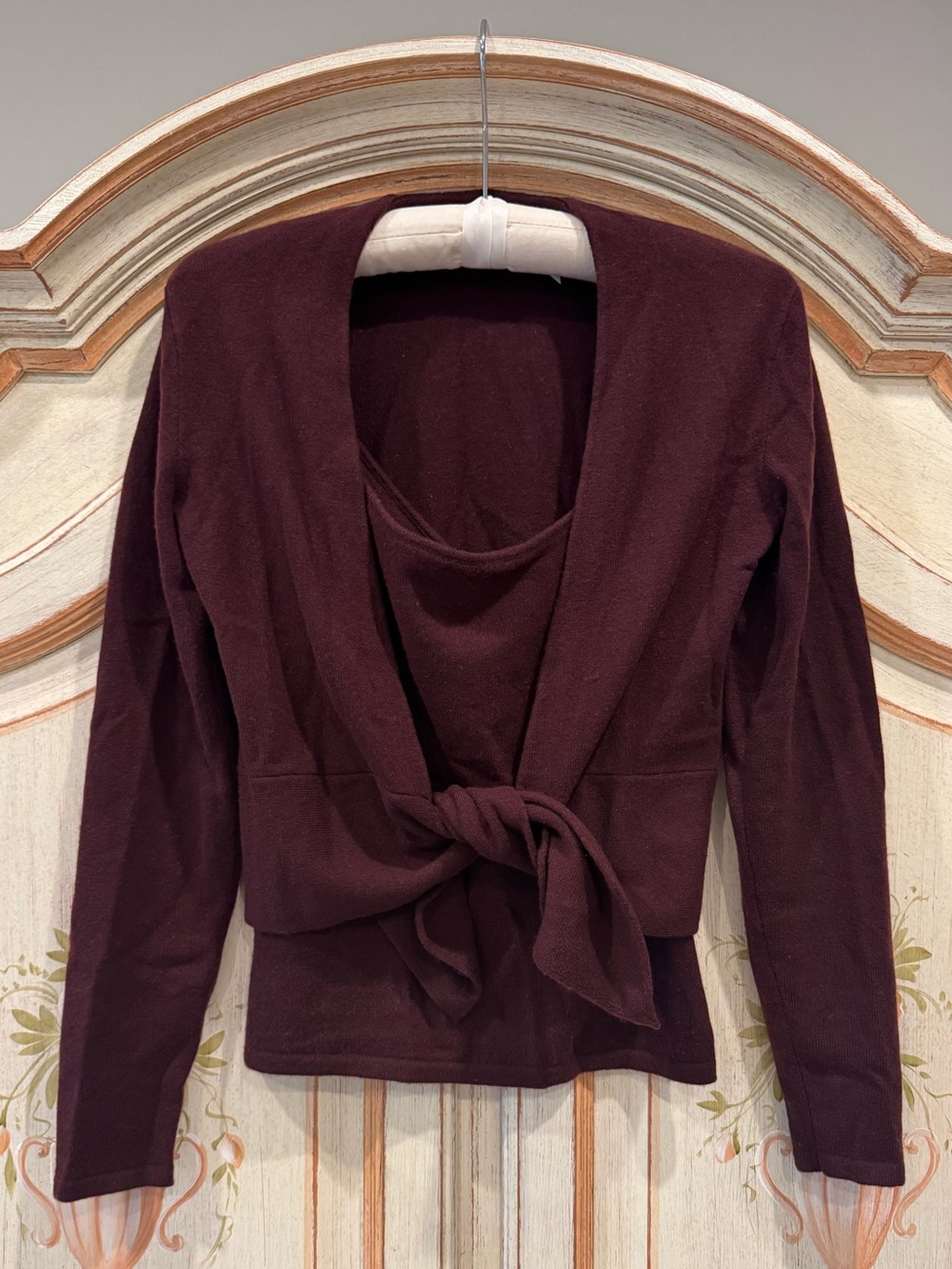 Ralph Lauren Black Label 100% Cashmere Cami Wrap Shrug Set Burgundy S/M